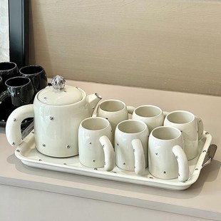 速发具轻风陶瓷喝水杯子家用套装茶杯茶奶茶壶油奢客厅冷水壶杯具