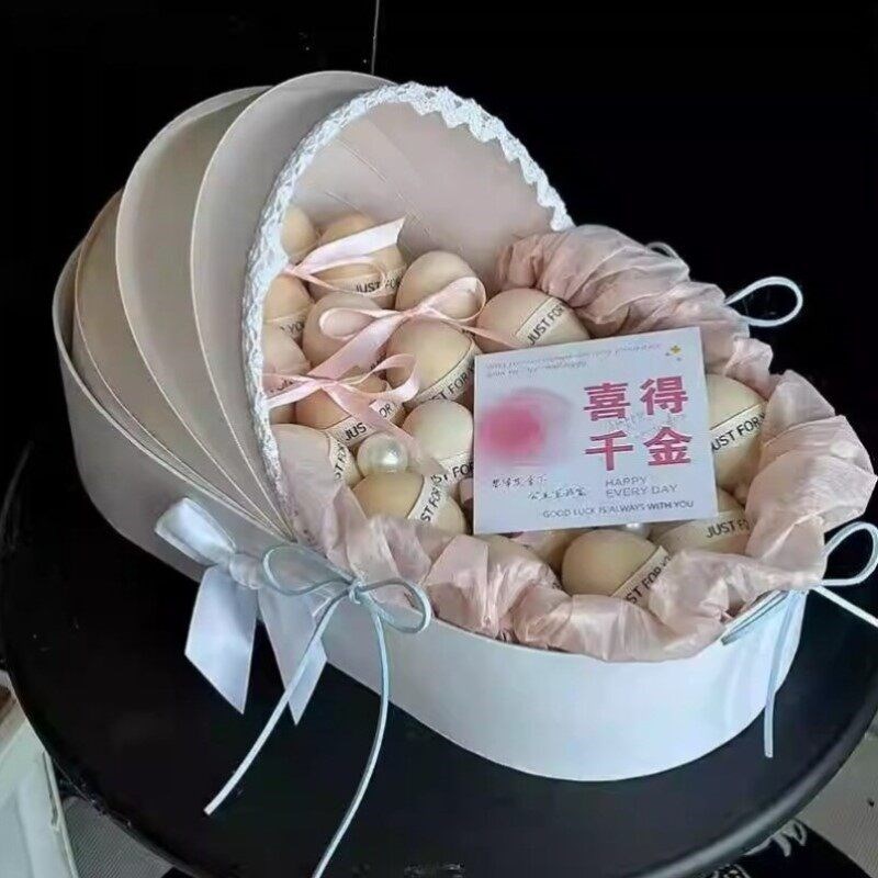 速发鸡蛋花篮礼盒坐月子礼物送产妇闺蜜生孩子宝宝满月手提手工