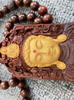 现货速发紫檀木大观音头572吊坠车挂手把件时来运转毛衣链挂件