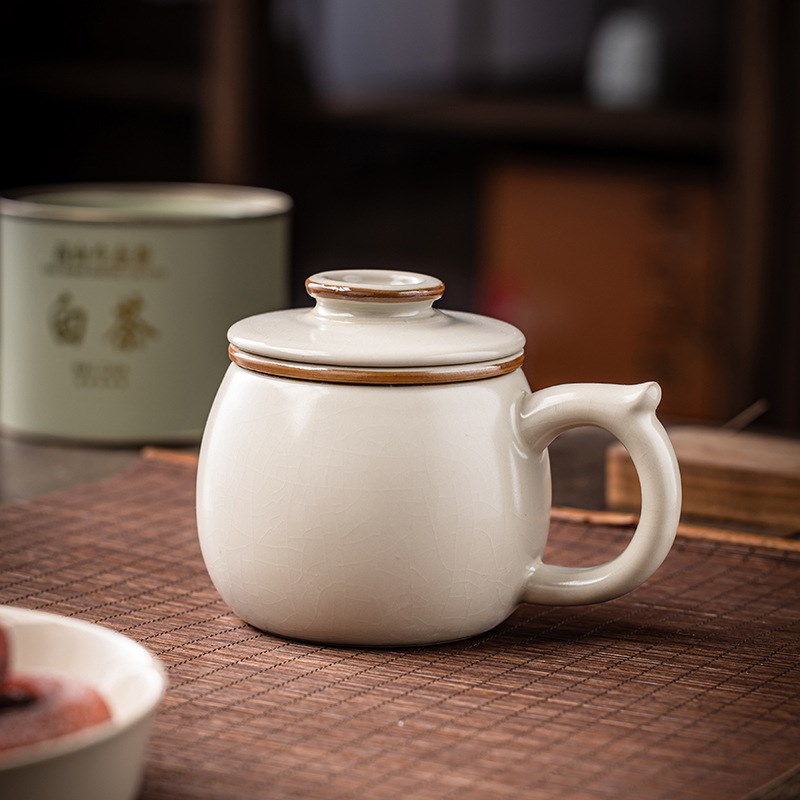 速发汝窑分杯茶水茶离陶瓷杯办公室泡茶杯大容量水杯高档个人专用