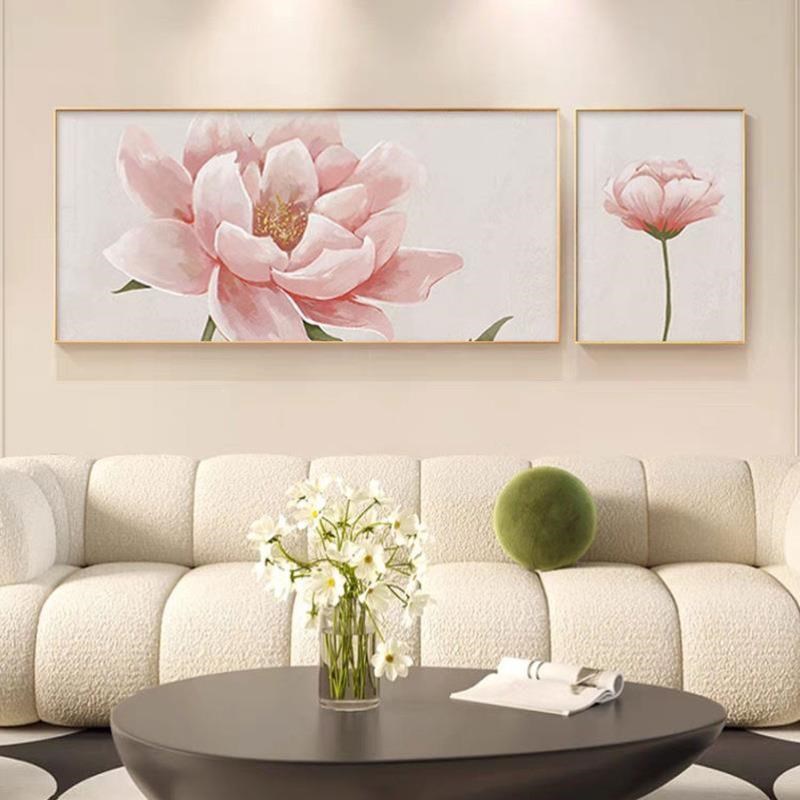 速发客厅装饰画牡丹花寓意好富贵餐厅民宿床头两联组合画温馨壁画