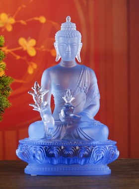 速发古像琉璃药师佛供奉佛法供具供居用品奉家摆件禅悦佛艺礼盒装