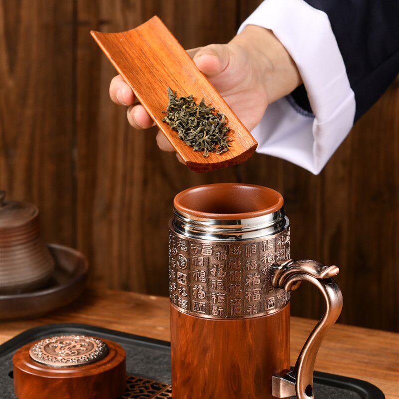 速发qy宜兴紫砂师胆保温杯喝士百福男水泡茶杯送爸爸老内老人生日