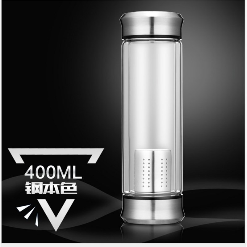 速发隔热茶水分离杯泡茶师玻璃杯两头通双层玻璃杯家用便携高硼硅