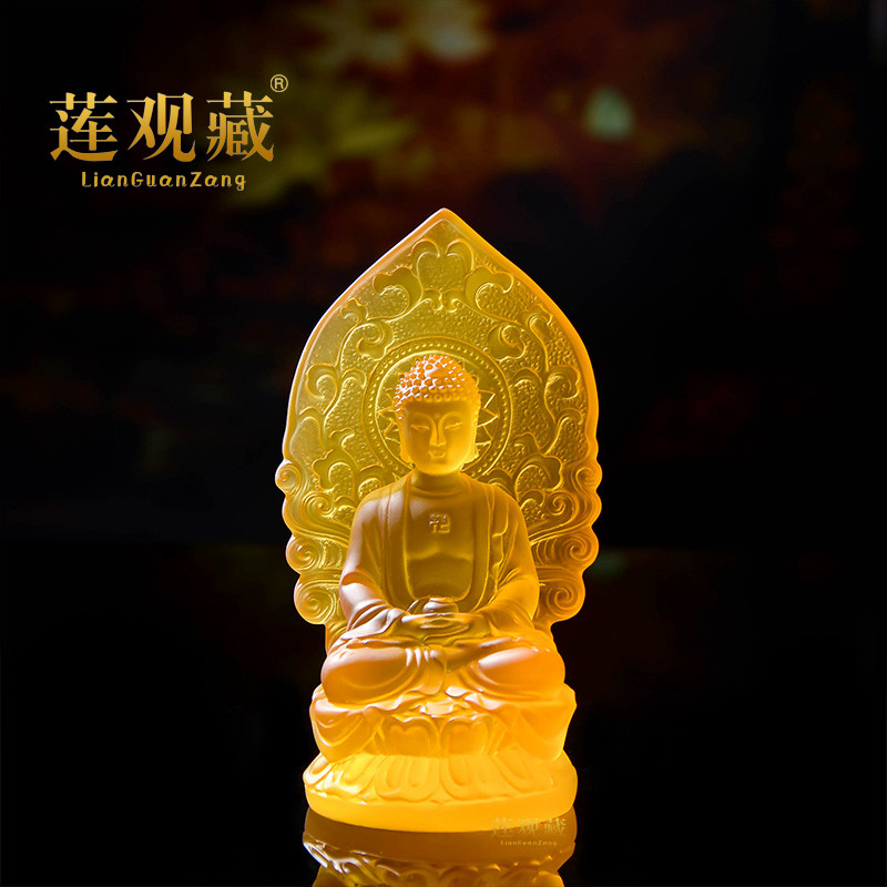 速发树脂仿琉璃释迦佛阿弥陀佛药师佛居家供奉三宝佛像车摆件