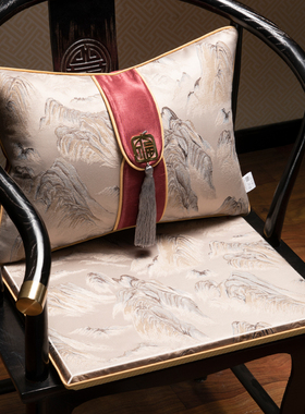 速发新圈式椅垫套装茶防中椅餐桌椅高密度海绵垫中国风丝套罩椅滑