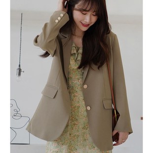 速发瞌睡兔棕色外套2021新款复古港休宽松百搭廓形风闲西服