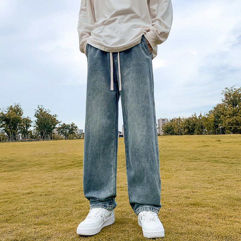 速发牛仔裤男宽松潮流百春直筒搭秋韩版休闲风腿裤港阔学生长裤子