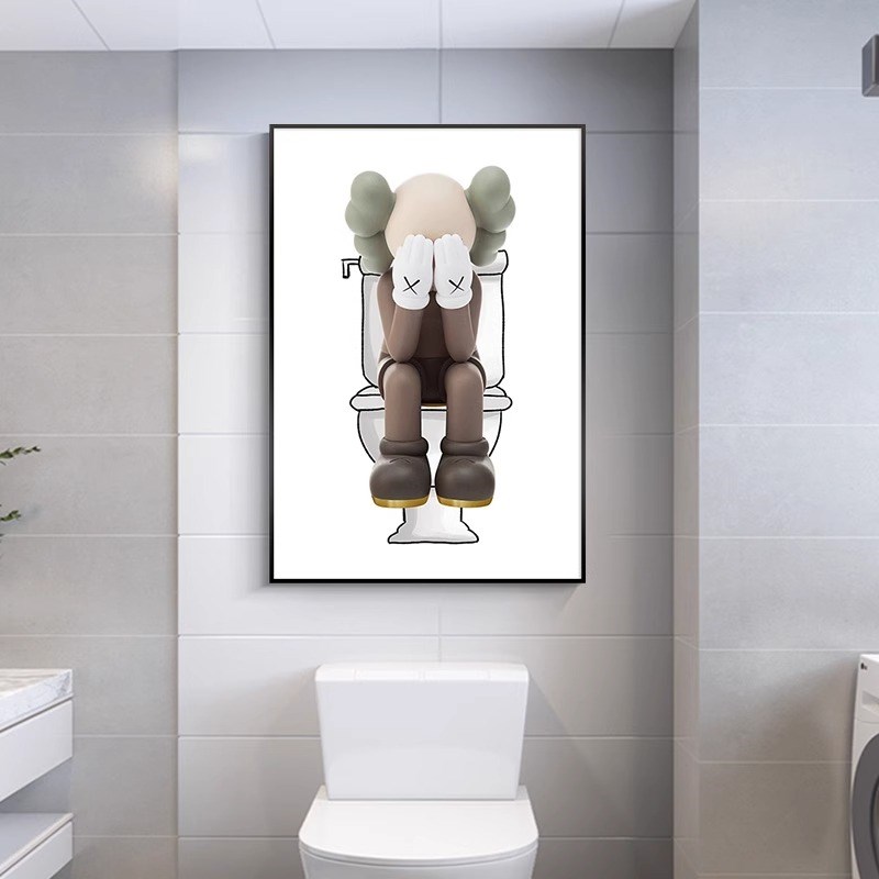 现货速发卫生间装饰画kaws厕所浴室洗手间墙面挂画轻奢创意防水壁图片