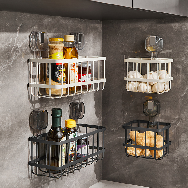 速发房厨置物架吸盘式家整调味料品罐用理架壁挂墙上多功能收纳神