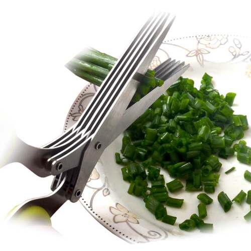 速发不锈钢厨房剪 多功能家用葱花紫菜五层食剪刀 强力碎纸剪子葱