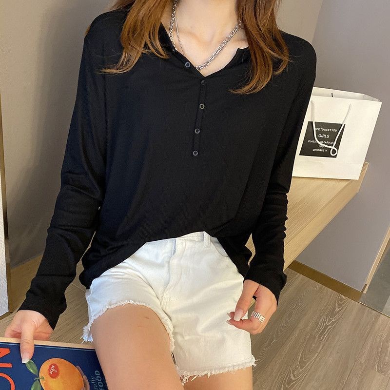 速发孕妇打底衫20码斤秋螺纹长系恤大0宽松韩版薄款上衣袖扣休闲