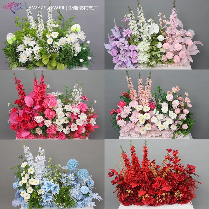 速发新款婚花地排森系庆排花千代兰婚庆花艺布置T台路引订婚花艺