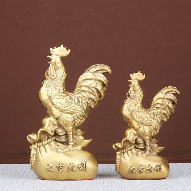 速发铜摆件纯铜家居饰品鸡的生肖独立铜鸡摆件