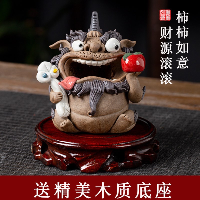 速发景德镇陶塑貔貅创意中式摆件茶宠工艺礼品摆饰收捏招财手工陶