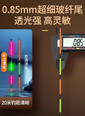 日夜两用LEDi变色芦苇夜光漂 超细0.85硬尾电子鱼漂 咬钩变色浮漂