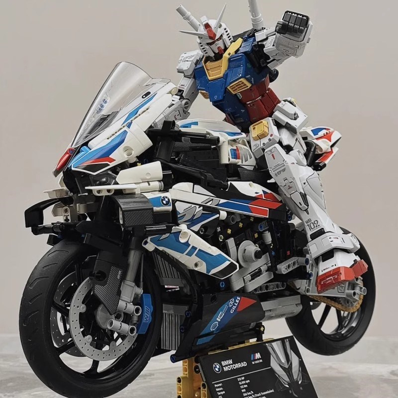 宝马摩托车积木M1000RR遥x控汽车模型跑车高难度大型男孩拼装玩具