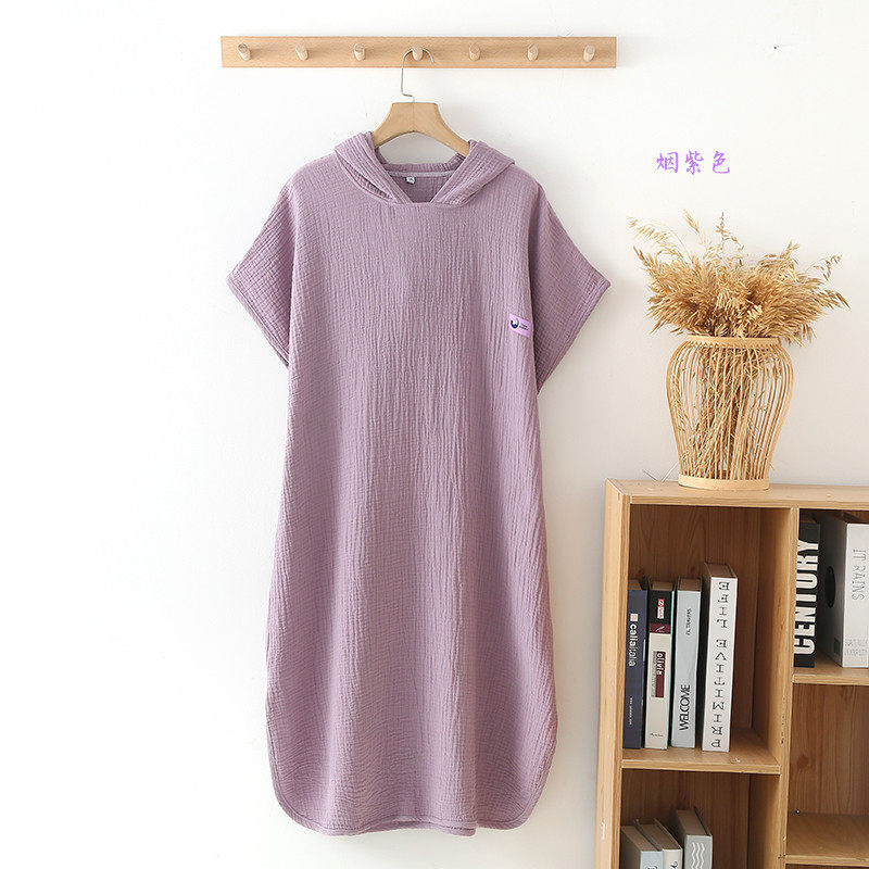 夏季男女情c侣绉纹纱连帽斗篷可穿浴巾浴袍加肥加大懒人毯卫衣毯