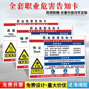 职业危害告知卡粉尘噪声警示牌职业病危害告知牌健康危害注意防护