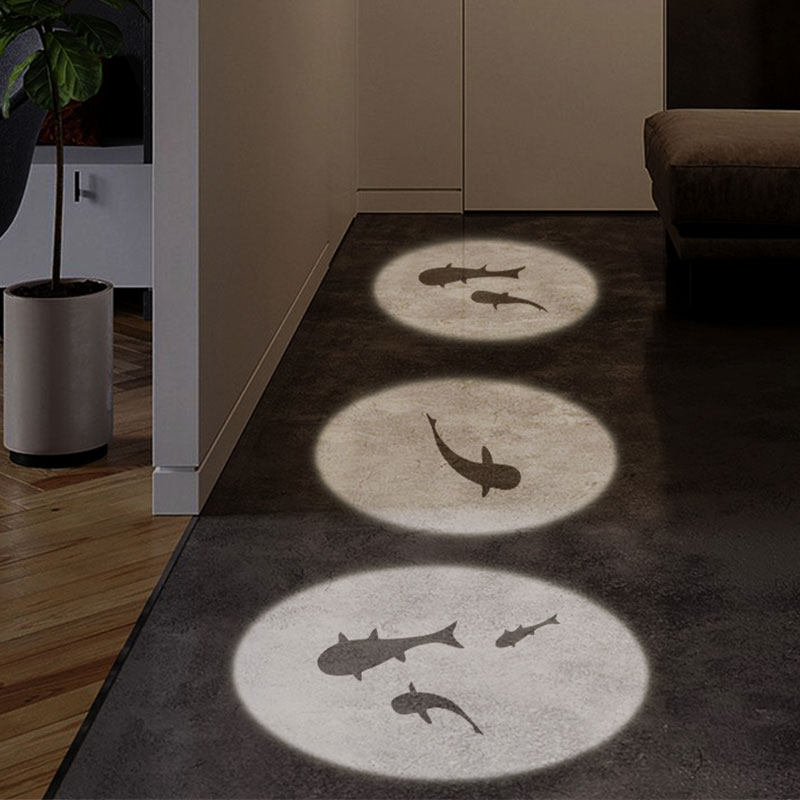 射灯玄关灯过道灯入户创意鱼投影走廊吸I顶筒灯家用嵌入式投影鱼