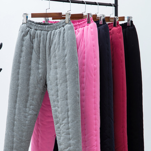 子 中老年老人加厚高腰深T裆弹力保暖裤 成人花手工棉裤 男女冬季