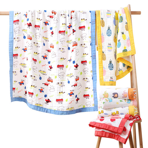 婴儿纱布浴巾初生纯棉超柔吸水被子幼儿洗M澡巾宝宝新生儿童卡通