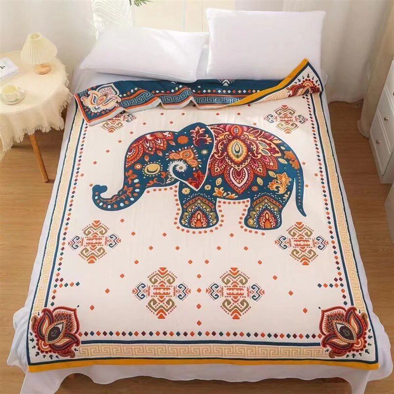 A类十层纯棉纱布盖毯夏季儿v童夏凉被宝宝盖被幼儿园午睡毯毛巾被