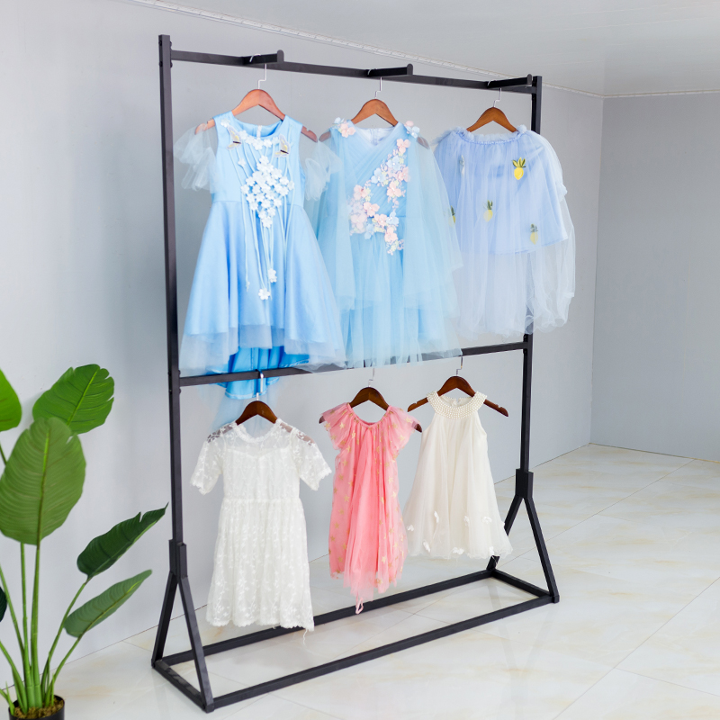 铁艺烤漆架服装童装展示架双层z落地龙门架侧挂陈列店男女装中岛