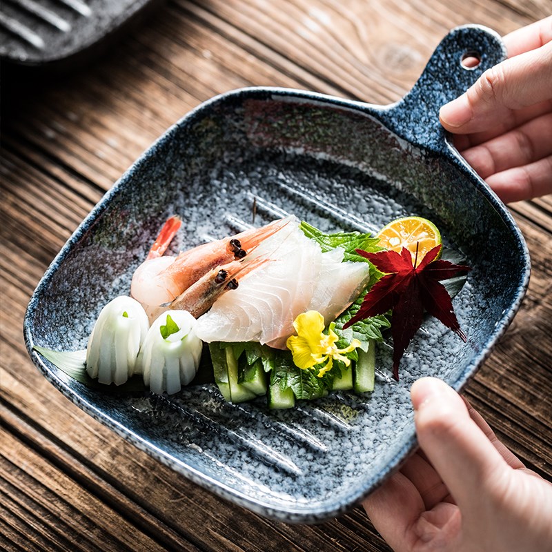 带柄烤盘烤箱h盘陶瓷盘子点心零食盘蒸鸡蛋火腿肠油条早餐盘家用