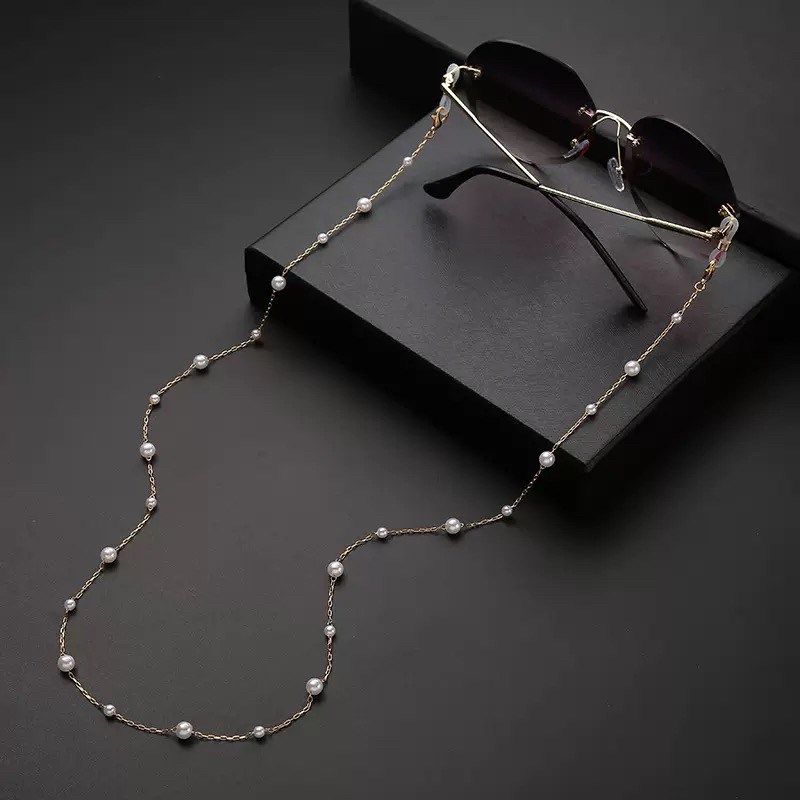 欧美风眼镜链耳机l链口罩绳美风宝石圆珍珠金属女潮款墨镜老花镜