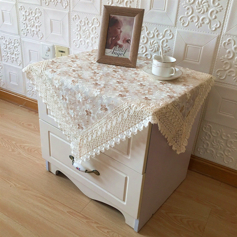 床头柜盖布洗衣机防尘盖巾空调电脑电视J防尘布蕾丝桌布布艺茶几