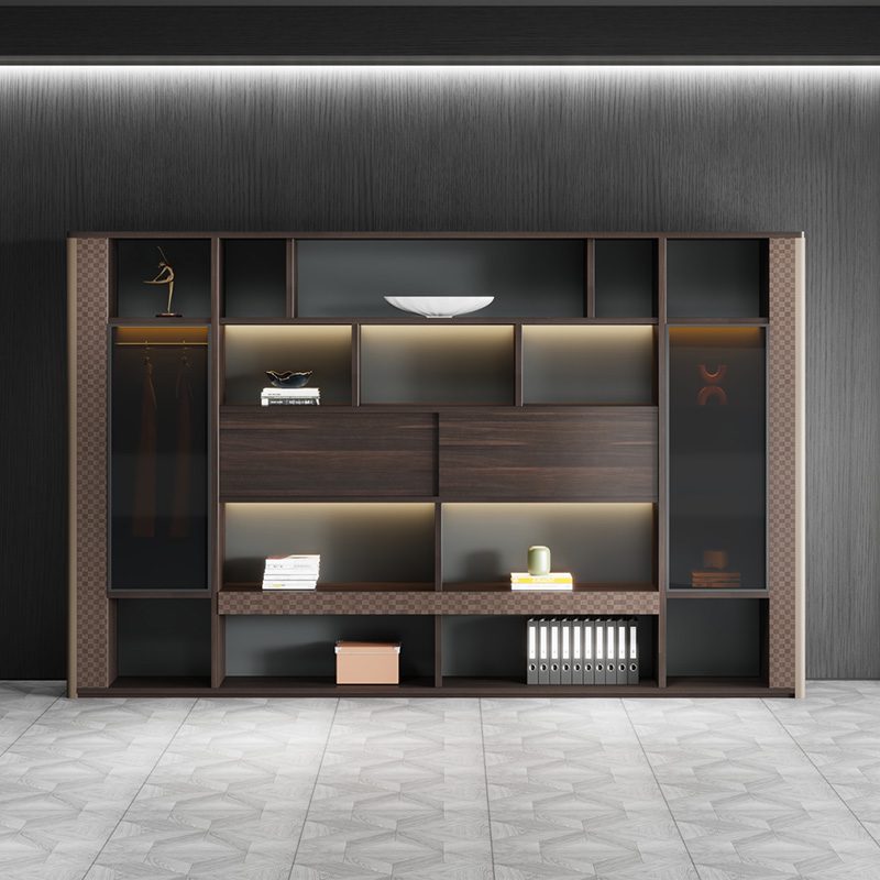 老板办公室轻奢木质档案资料文D件柜储藏书柜子经理室背景柜