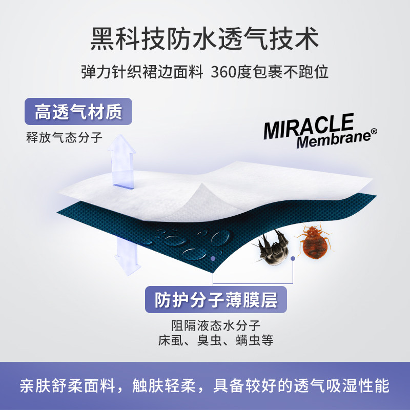 寝之堡天丝提花凉感床笠夏季防水C防螨床罩隔尿床垫保护套席梦思