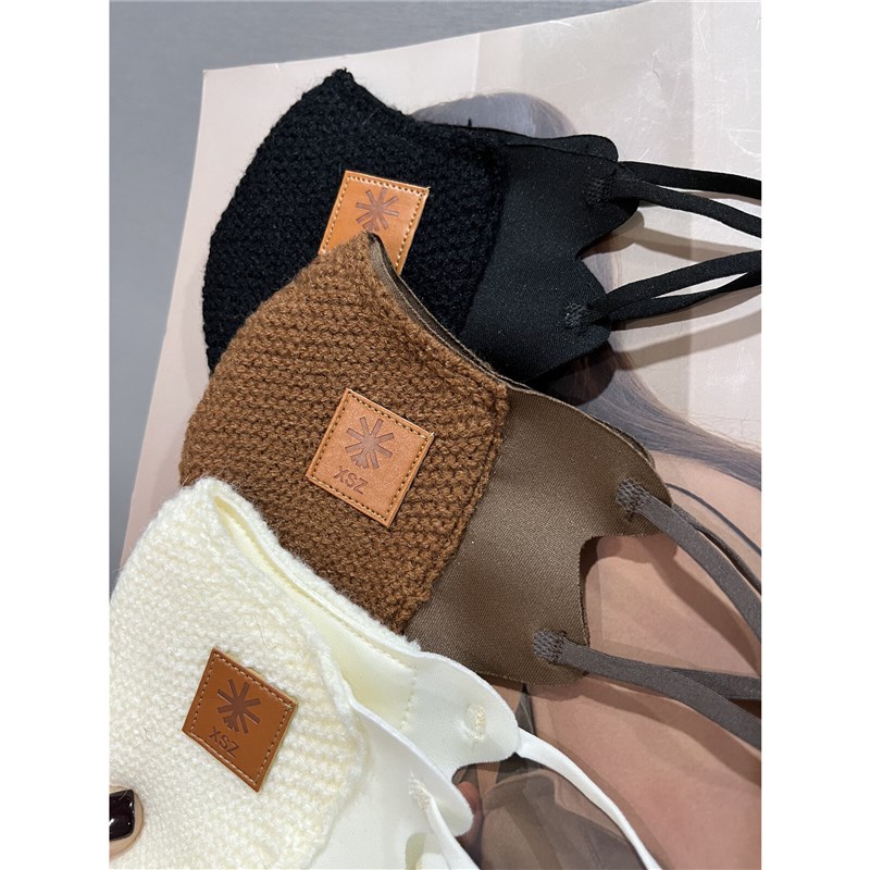 高颜值加绒保暖口罩女2024冬季时尚百搭K加厚防寒护眼角面罩骑行