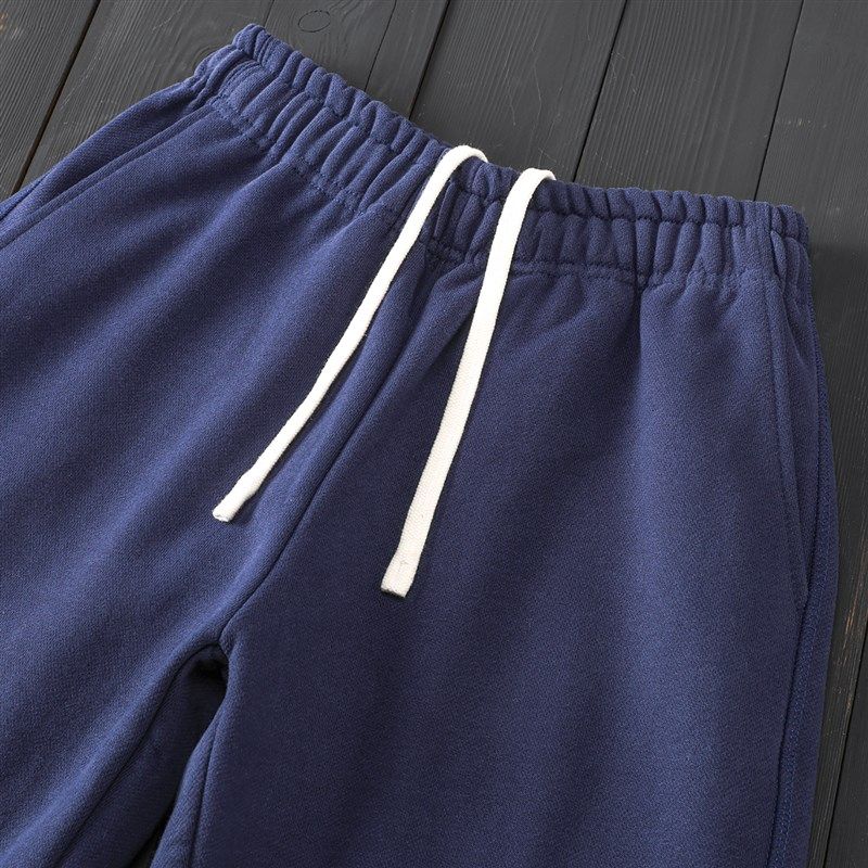2025春双股双纱洗水柔软v耐磨九分裤 藏蓝色毛线圈松紧腰束脚卫裤,男装,卫裤,淘宝优惠券,粉丝福利购,淘宝优惠卷
