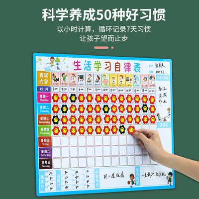 儿童成长自律表墙贴小学生奖励好习惯学习自律成长积分记录生活小