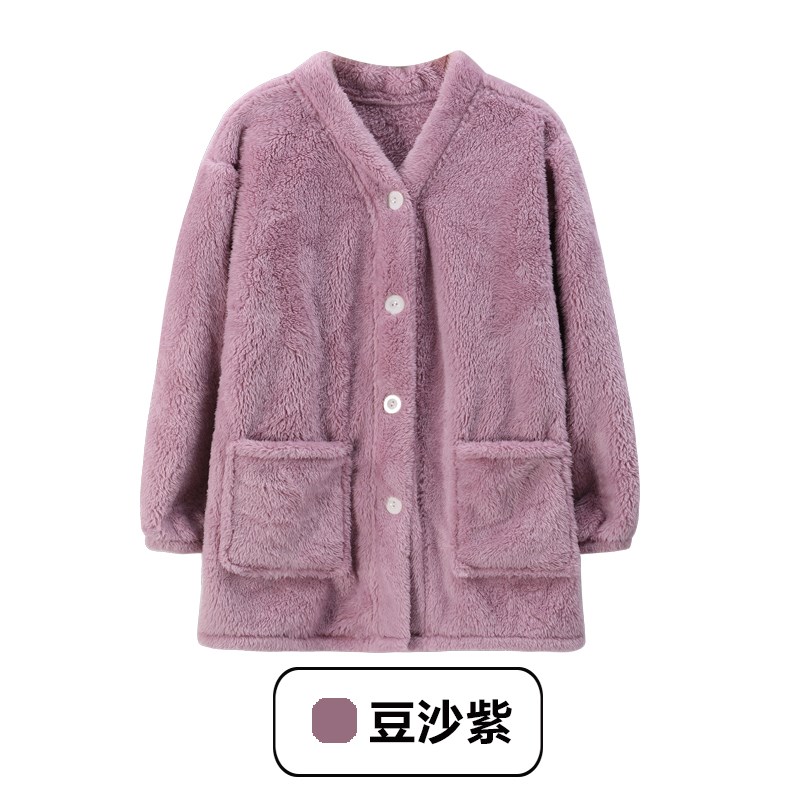 双面珊瑚绒睡衣女冬季加厚加绒保暖C单件上衣大码200斤摇粒绒外套