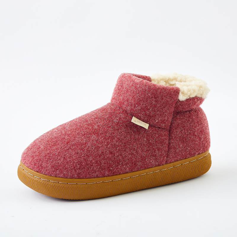 中老年秋冬可外穿保暖羊毛t毡老人鞋室内家用防滑绵羊毛透气不捂