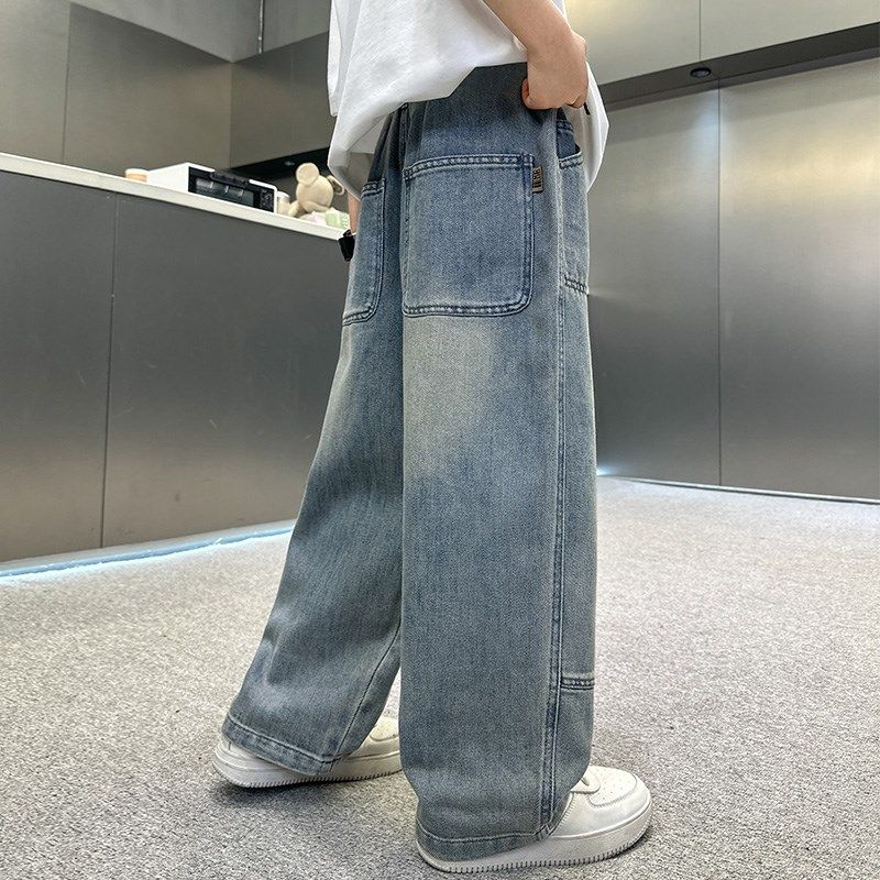 男童牛仔裤春e秋款2025新款儿童春夏薄款裤子中大童装阔腿宽松长