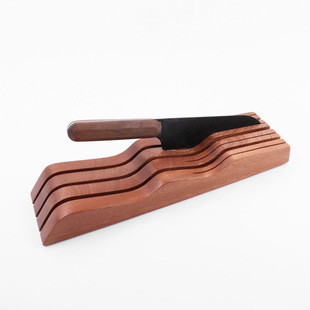 一件代发乌檀木抽屉式刀架厨房用品横放卧式刀具收纳架置物架