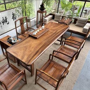 新中式胡桃木实木罗汉床茶桌椅组合阳台客厅家用茶几办公室泡茶台