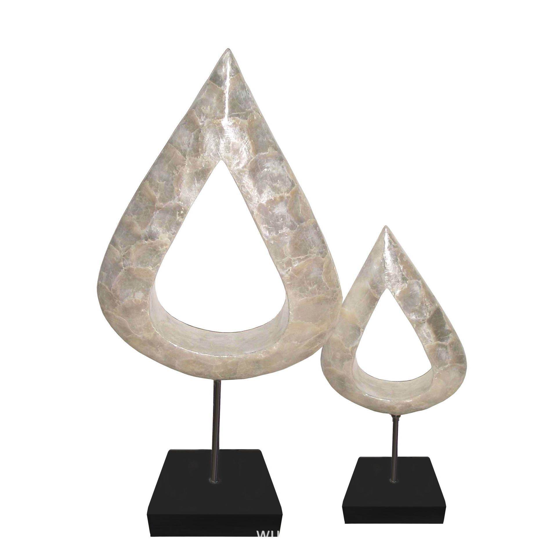 新中式创意水滴形贴贝壳现代简约电镀树脂工艺家居摆件