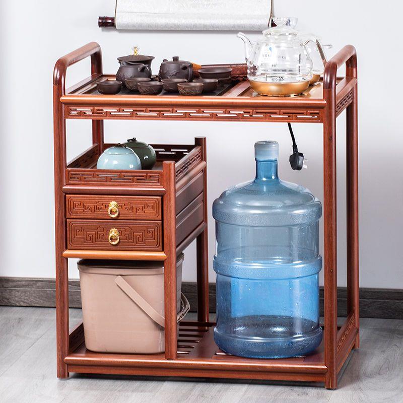 实木移动茶车烧水壶一体客厅茶盘家用茶具套装泡茶台花梨木茶水台