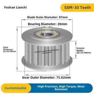 S8M30齿 同步带轮 两边轴承 涨紧轮 调节导向轮惰轮HTFW30S8M300