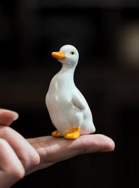 迷你陶瓷彷真小白鸭子摆件庭院假山微景观盆栽水族箱鱼缸造景动物