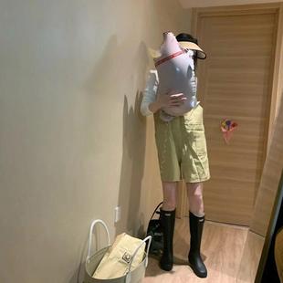 女款 外穿防水防滑网红水鞋 雨鞋 时尚 女 高筒水鞋 防水马丁靴长筒套鞋