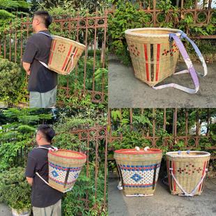 纯手工编织竹编背篼大人竹蔑竹篓背框收纳筐舞蹈道具小背篼夹背儿