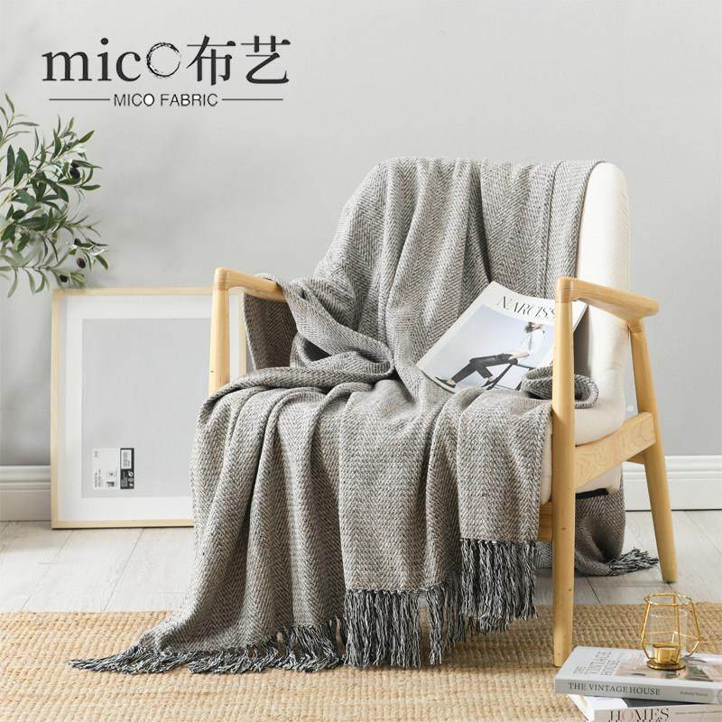 侘寂风床搭巾民宿床旗床尾巾样板房装饰搭毯沙发盖毯北欧轻奢搭巾