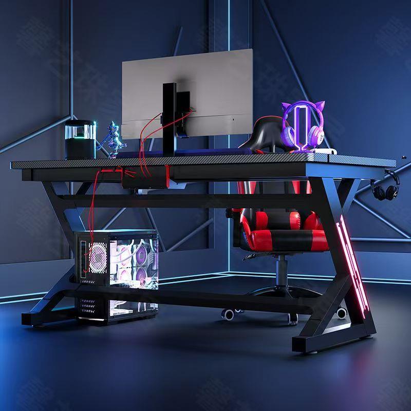 碳纤维电脑桌台式双人办公桌实木家用学生写字书桌简易游戏电竞桌