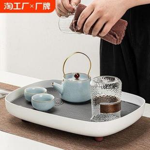 家用储水式 长方茶盘中式 沥水茶托盘简约办公室茶具收纳干泡小茶台